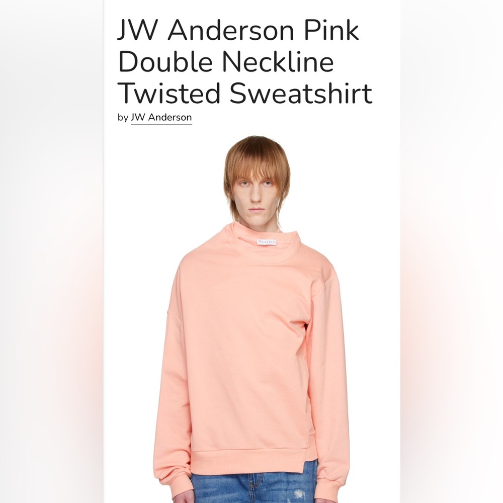 JW Anderson Pink Double Neckline Twisted Sweatshir xs